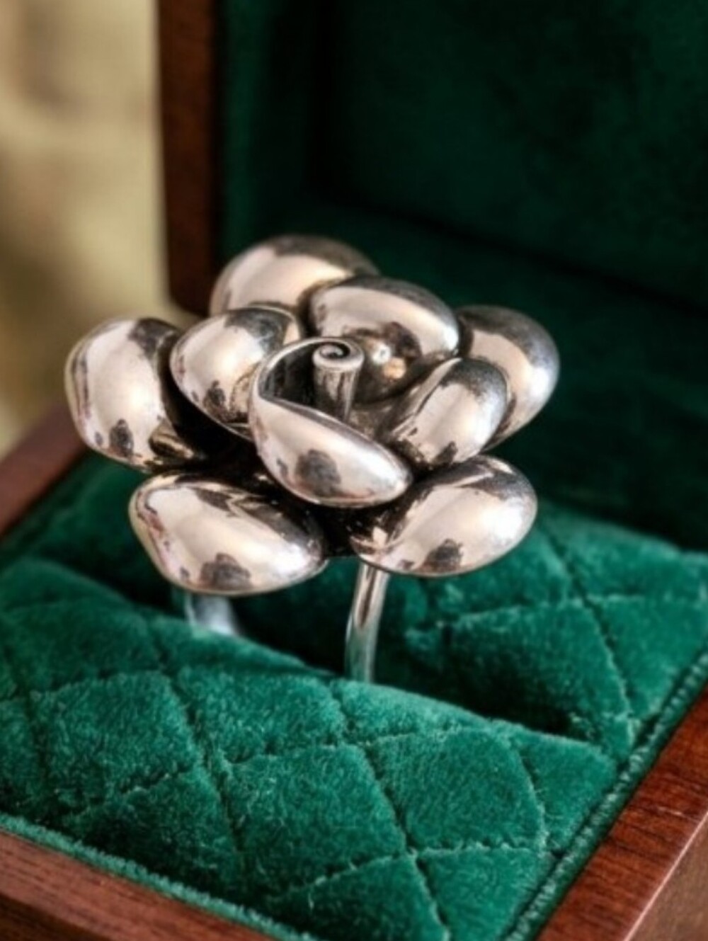 ✨Vintage 925 Sterling Silver Flower Cocktail Ring Heavy 13g Chunky Estate